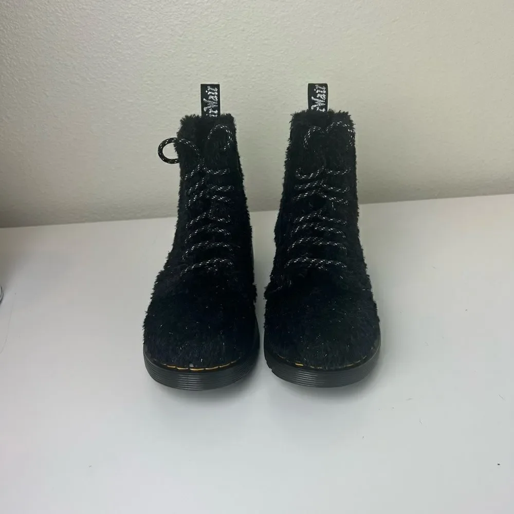 Dr Martens 1460 Pascal J Black Tinsel Fur Boots size4 new